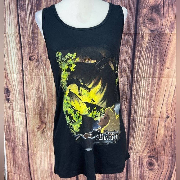 Disney Tops - Disney sleeping beauty black cotton blend tank top women’s size L Disney Disney